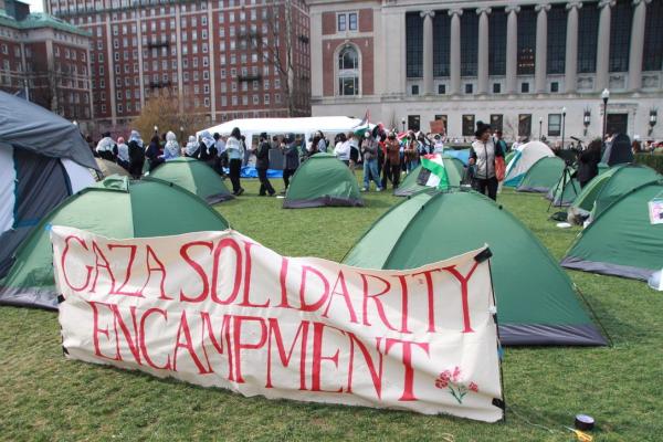 Tent City at Columbia University in support of Palestine, as arrests begin