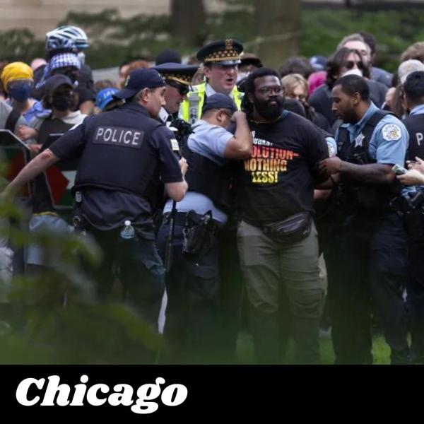 Revcom Corps member arrested in Chicago at pro-Palestinian encampment at the Art Institute of Chicago.