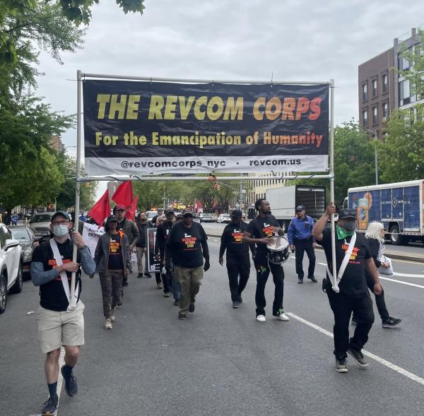 The Revcom Corps marches in Harlem on Revolutionary Internationalist May Day 2024.
