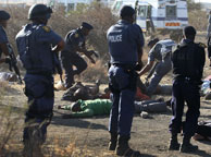South African police suppresing protest