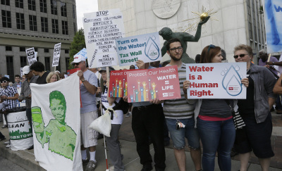 Water protest in Detroit. AP photo