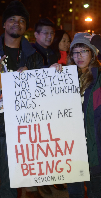Women are not bitches, ho's, or punching bags; women are full human beings.