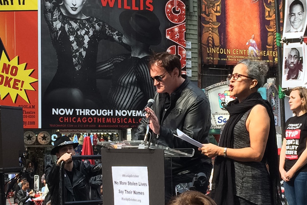 Quentin Tarantino and Gina Bellafonte read names of those murdered by police
