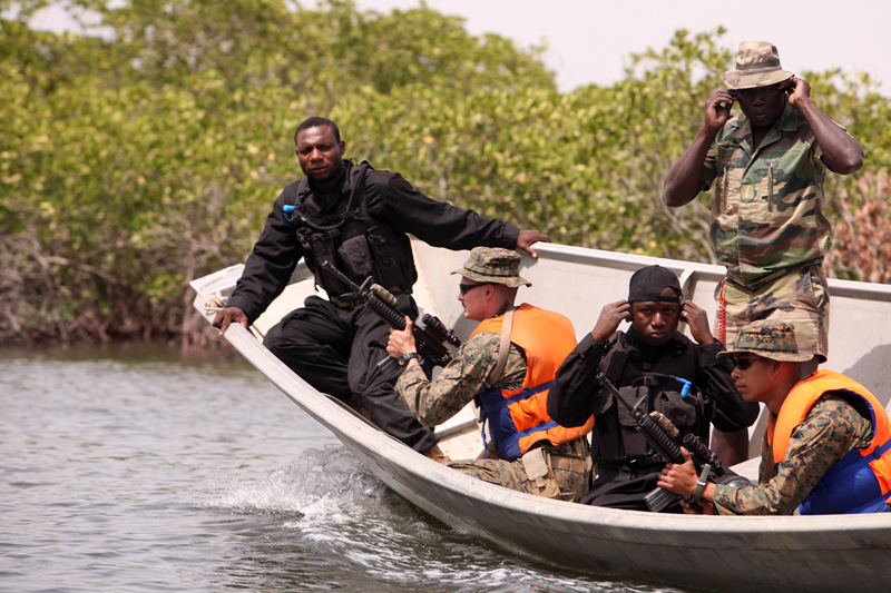 U.S. Marines train with Nigerian navy forces in 2011. 