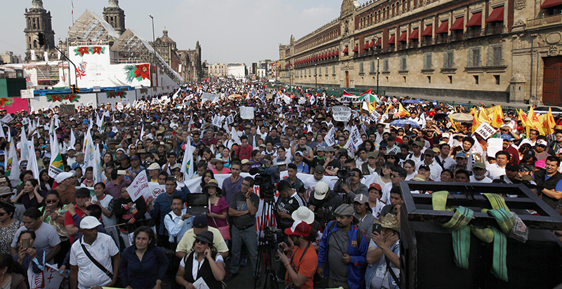 Protesters march against fuel price hikes in Mexico City, Saturday, January 7.