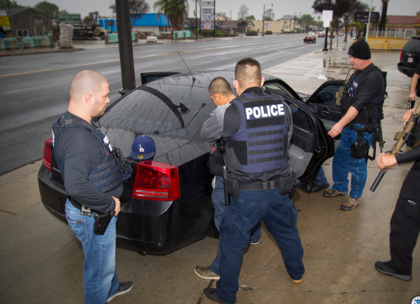 An arrest during an ICE raid in Los Angeles, February 7.