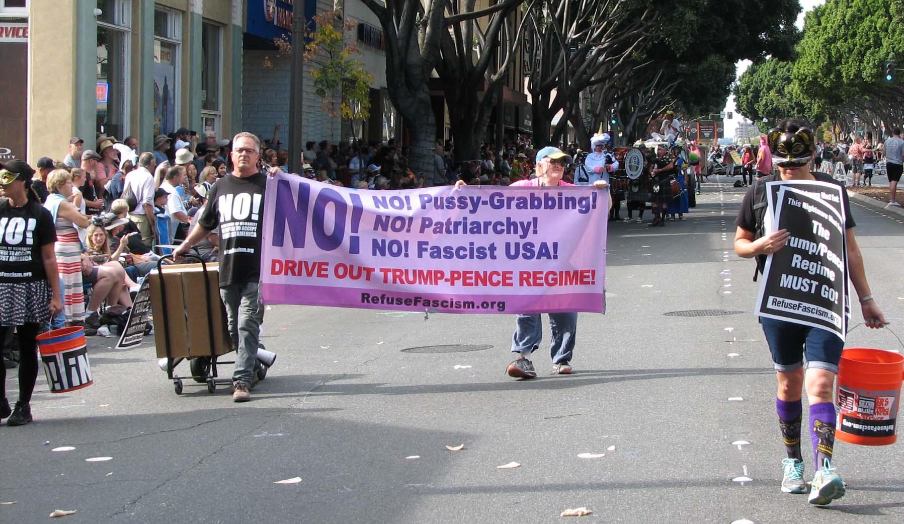 Refuse Fascism at DooDah parade in Pasadena