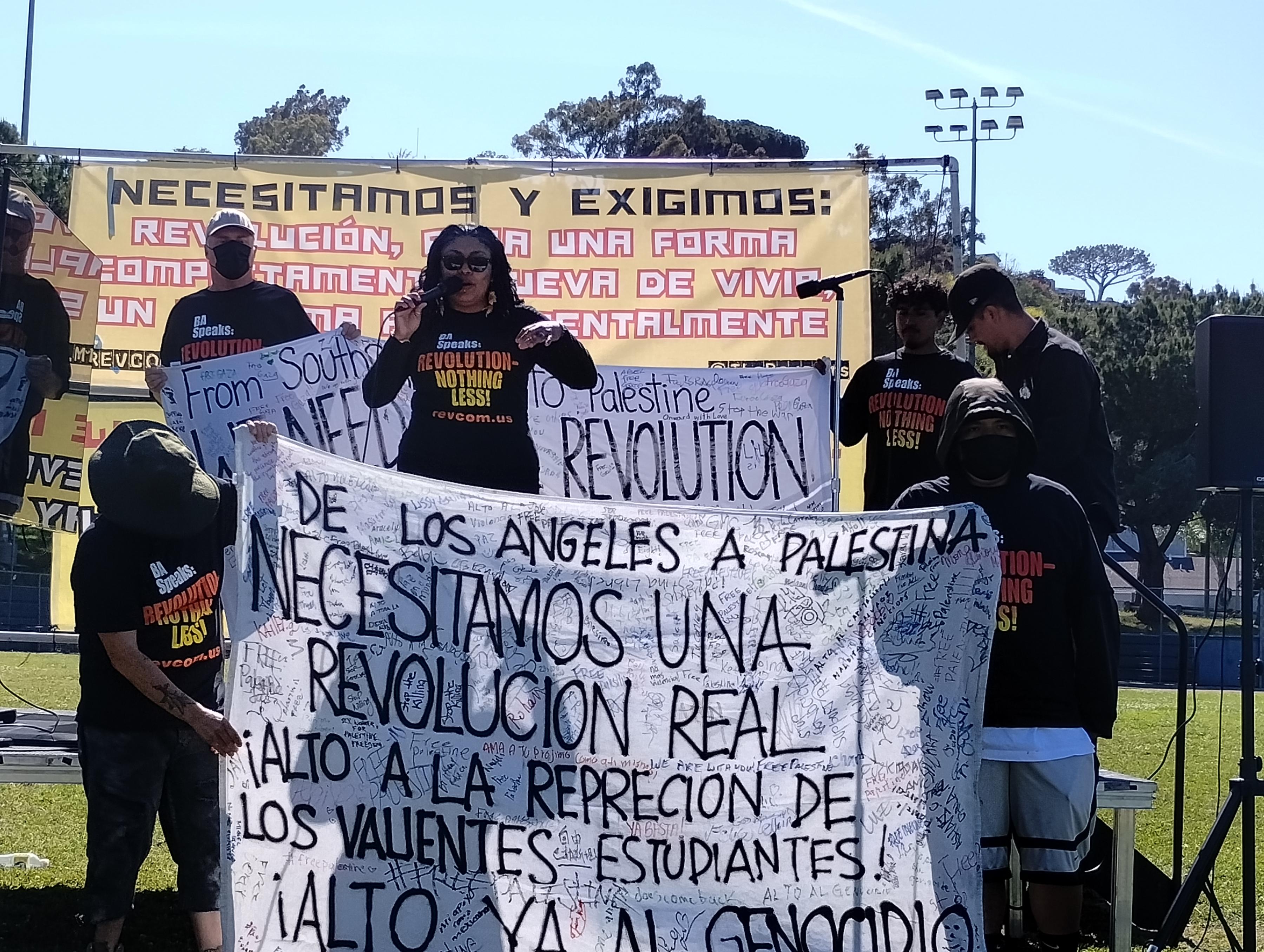 Member of the Revcom Corps speaks at Revolutionary Internationalist May Day in Los Angeles