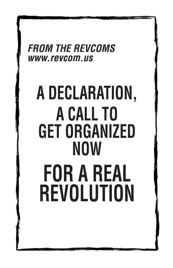 A DECLARATION, A CALL TO GET ORGANIZED NOW FOR A REAL REVOLUTION