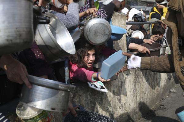 Palestinians line up desperate for food, Rafah, Gaza Strip, January 9, 2024.