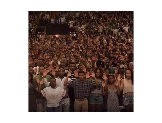 Howard University students in Washington, DC pose with hands up in this photo, which has gone viral on the web, August 14.