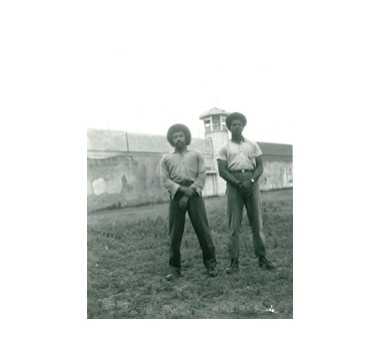 Posing (on the right) with a fellow revolutionary at the prison, early 1970s