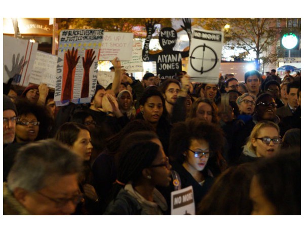 NYC 11-25-2014: Union Square—chants of 'Hands Up! Don't Shoot'