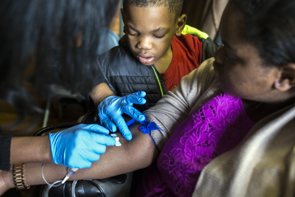 Flint, Mich: Drawing blood to test for lead poisoning