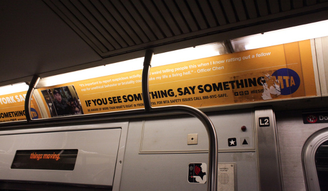 Artist's ad displayed in NYC subway car