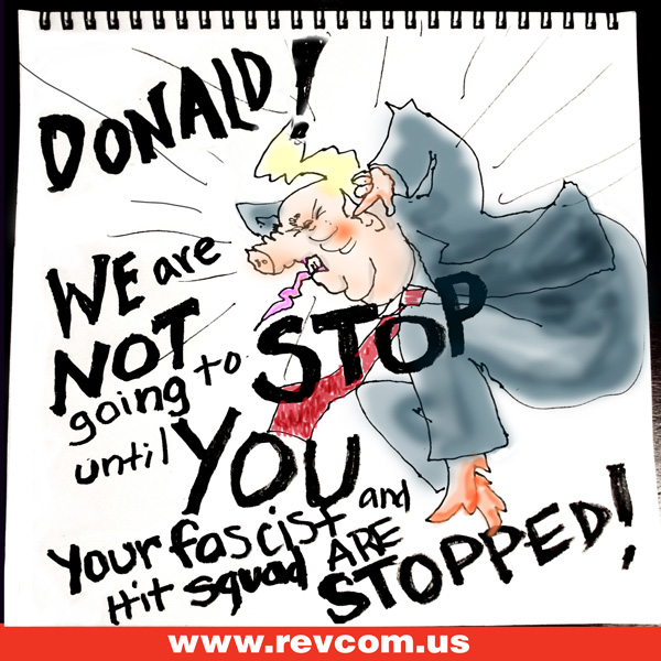 Donald-we are not going o stop until you and your fascist hit squad are stopped
