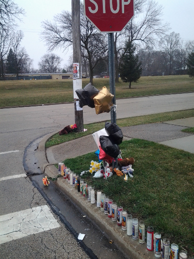 Memorial where Justus Howell was killed by police