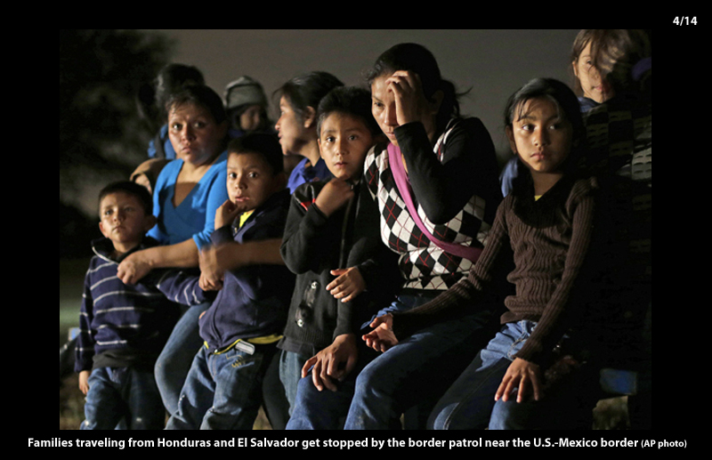 Families traveling from Honduras and El Salvador