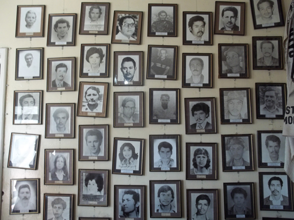 Photos of the disappeared in the office of the Committee of Relatives of the Disappeared in Honduras.
