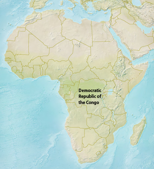 map of Africa showing Democratic Republic of the Congo