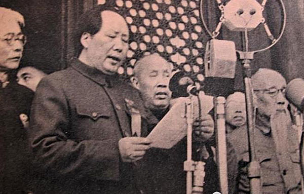 Mao Zedong declared The Chinese People have stood up! October 1, 1949