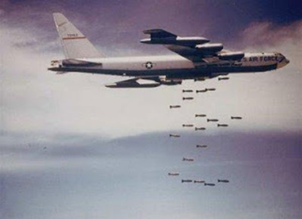 B-52 bombers dropping bombs