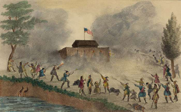 Seminoles attacking fort