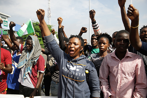 Nigerian youth protesting