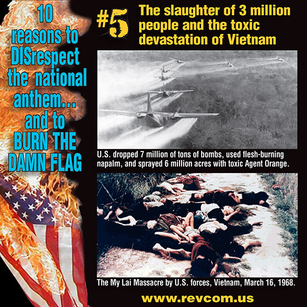 Reason 5 to burn the flag: the slaughter of 3 million people and the toxic devastation of Vietnam