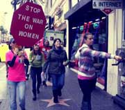 Demonstrating at Hollywood Video against Pornography and Patriarchy, September 2012