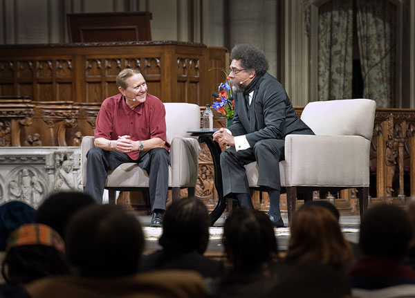 Bob Avakian and Cornel West at Dialogue on November 15