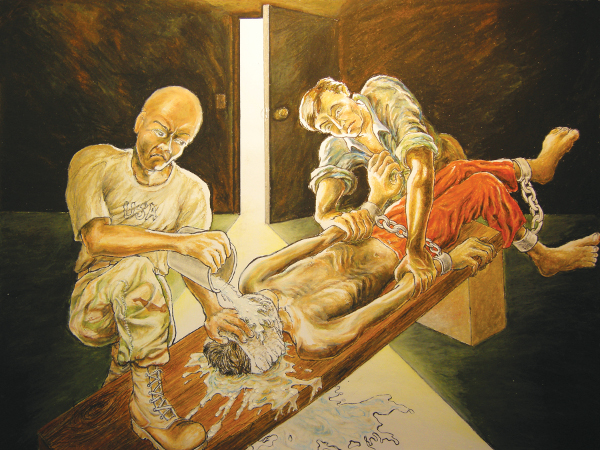 Artwork of waterboarding