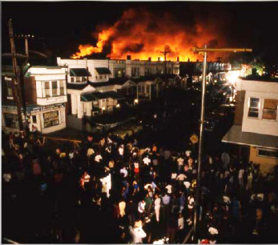 Osage Avenue, Philadelphia during bombing of MOVE house