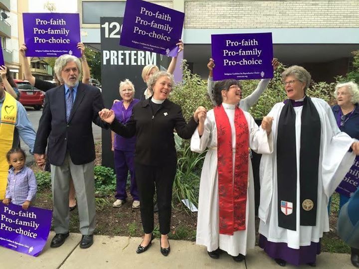 Participating in the service at abortion clinic in Cleveland, October 8 (l to r: Rev. Daniel Budd, Rev. Shawnthea Monroe, Rev. Laura Young and The Very Rev. Tracey Lind).