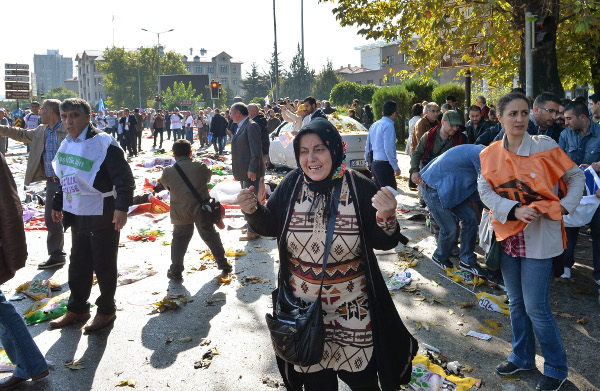 Site of the explosion in Ankara, Turkey, October 10, 2015.