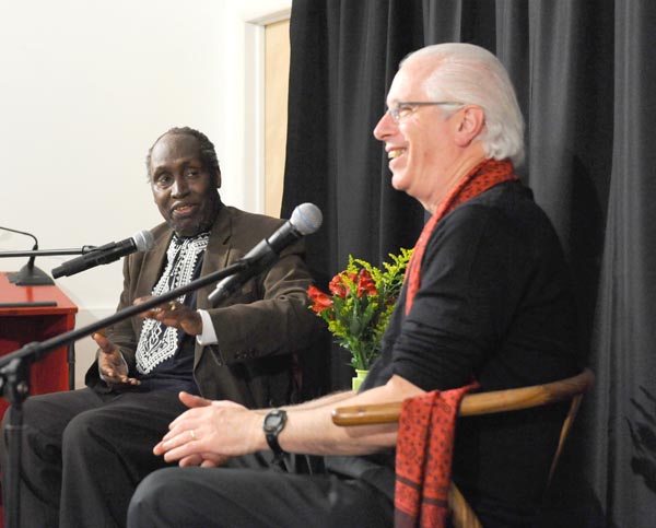 Ngugi wa Thiong'o and Andy Zee at grand opening in Harlem