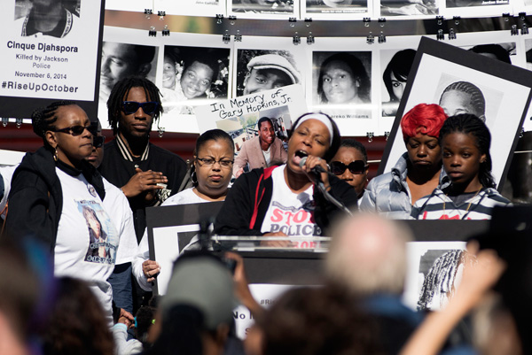 Family members of those killed by police. New York City, October 22, 2015. Photo: Phil Buehler