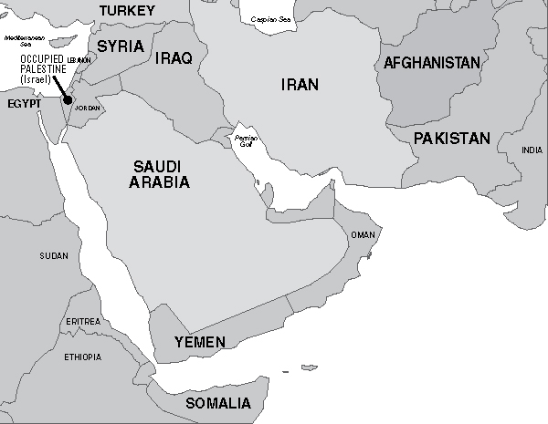 Map of Middle East, Central Asia