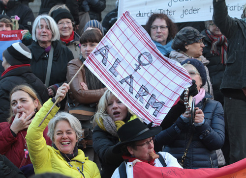 people take to the streets demonstrating against racism and sexism in any form, January 9.