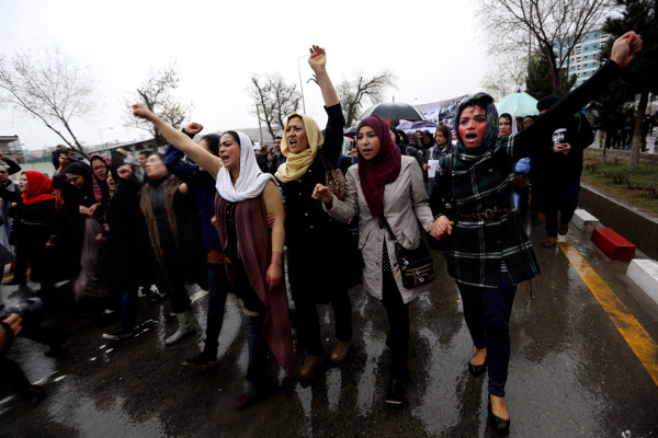 Afghan women protest the killing of Farkhunda, March 24, 2015.