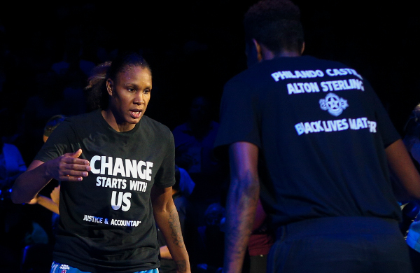 Members of the New York Liberty basketball team, July 13, 2016. 