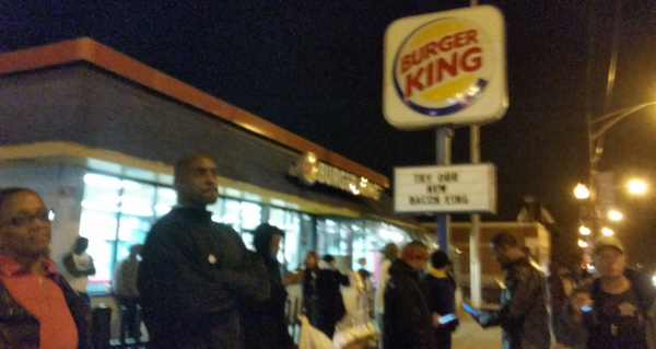 At the Burger King after the police murder of Joshua Beal