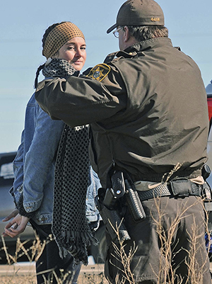 Shailene Woodley arrested at Dakota Access Pipeline protest, October 2016.