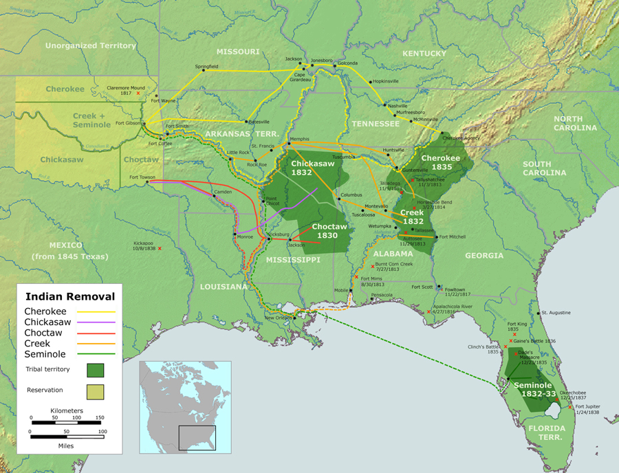  Under Jackson's presidency, native peoples were expelled by the U.S. military, and subjected to genocidal 