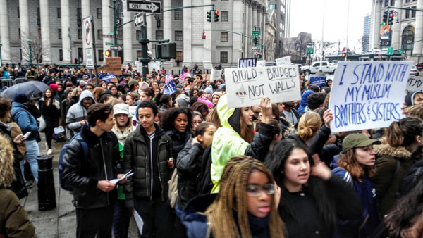 High school walkout, New York City, February 7.