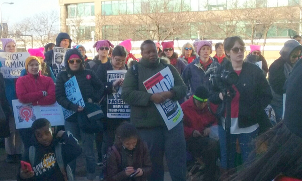 In Cleveland, more than 200 people rallied and marched for IWD and Refuse Fascism, and the 