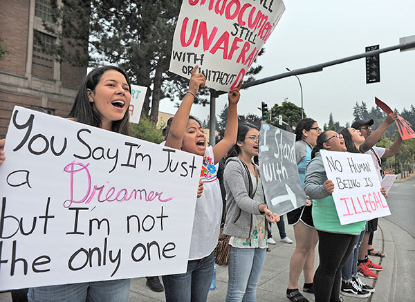 Students in Mount Vernon, Virginia, protest President Donald Trump's decision to end DACA program