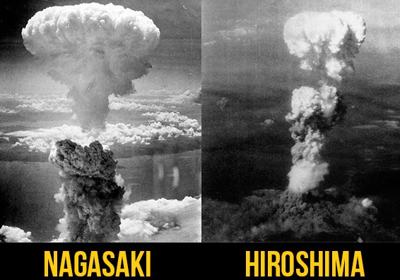 Nube nuclear en forma de hongo sobre Nagasaki.