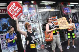n front of a porn store downtown NYC, also during the ten days of Take Patriarchy by Storm from August 4-14, 2012.