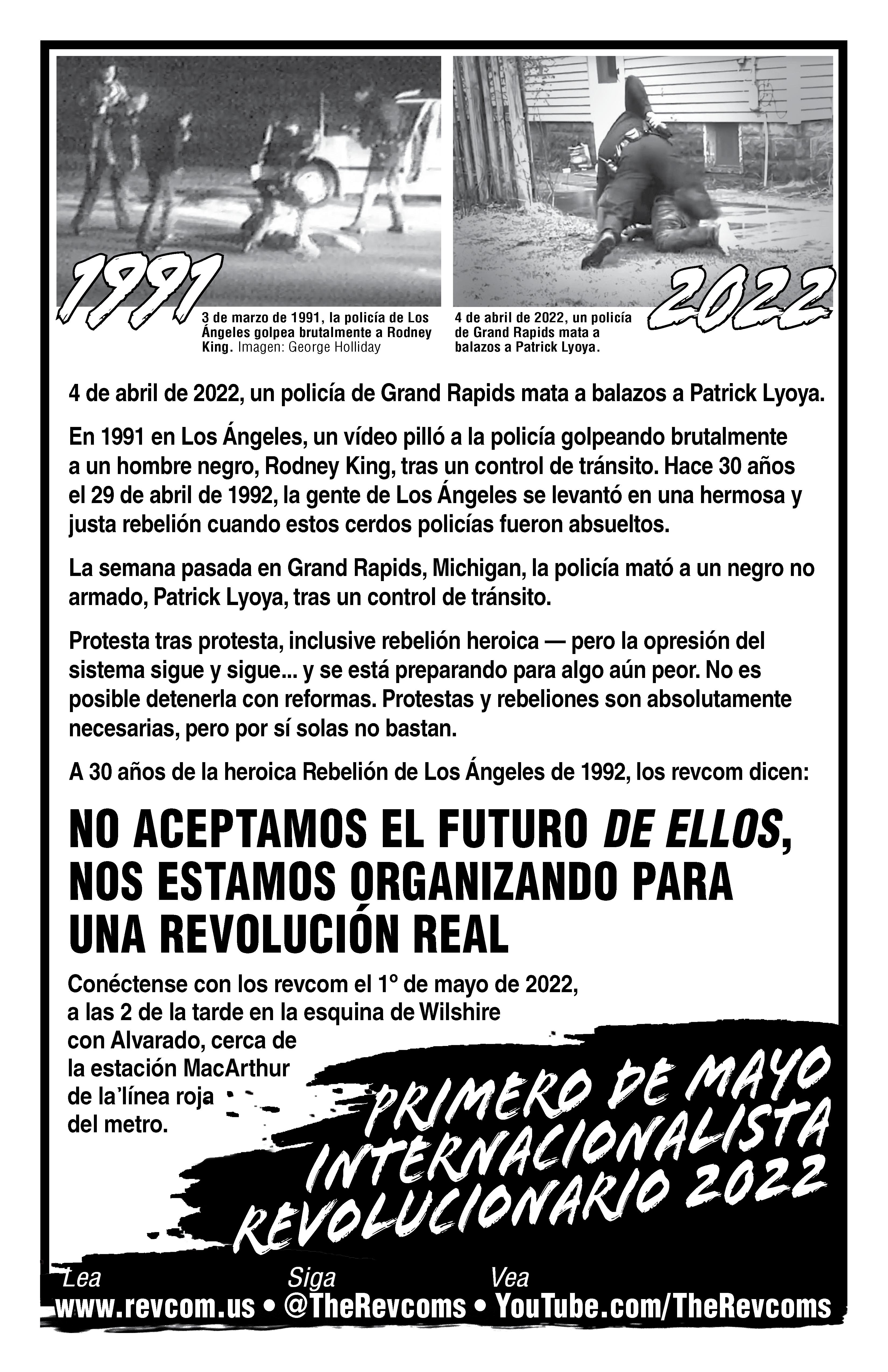 Poster May Day 2022 police brutality spanish